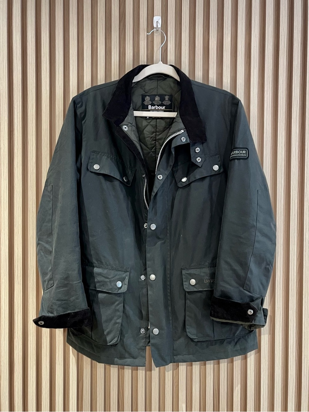 Barbour International Duke Waxed Cotton Jacket Sage Men’s M